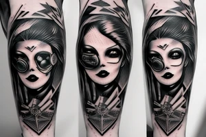 technology lady death cyberpunk tattoo idea
