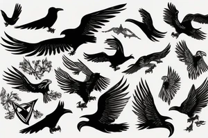 flying viking silye raven tattoo idea