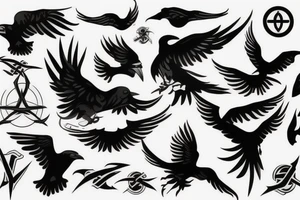 flying viking silye raven tattoo idea