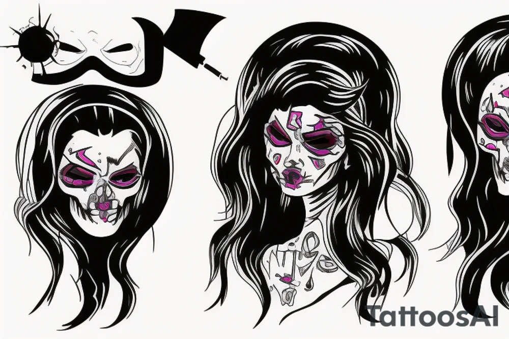 technology lady death cyberpunk tattoo idea