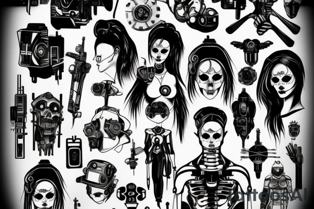 technology lady death cyberpunk tattoo idea