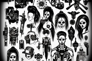 technology lady death cyberpunk tattoo idea