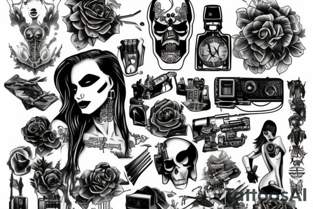 lady death cyberpunk tattoo idea