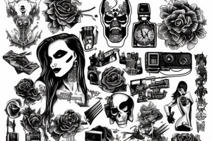 lady death cyberpunk tattoo idea