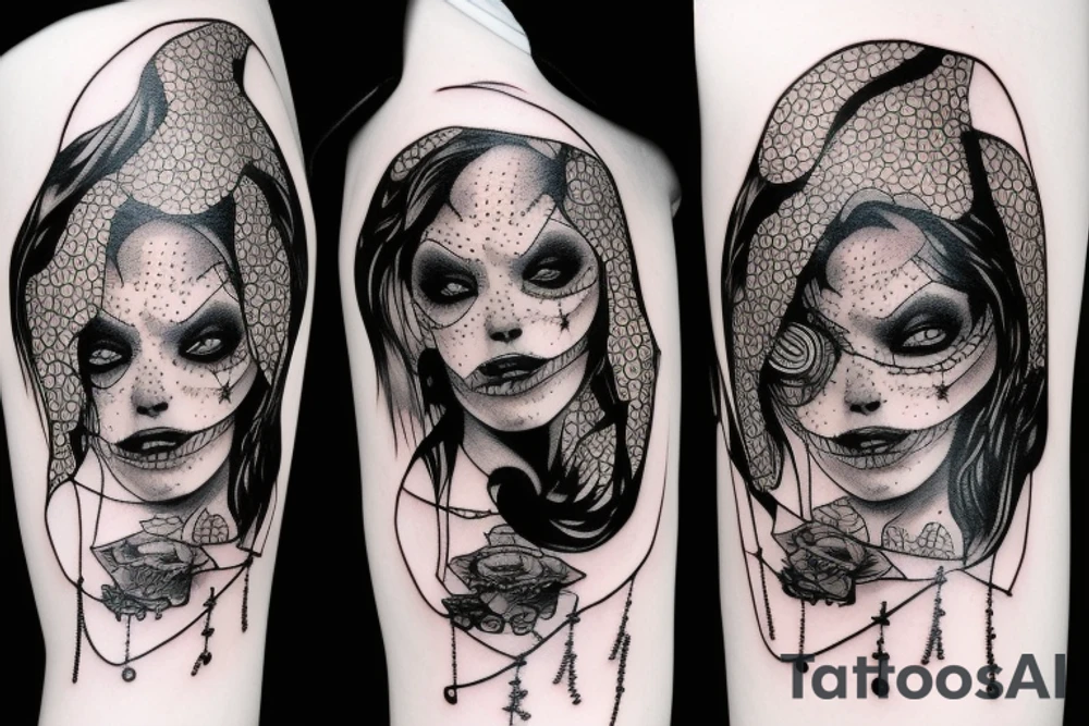 lady death cyberpunk tattoo idea