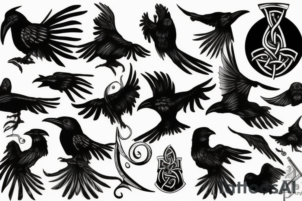 viking raven tattoo idea