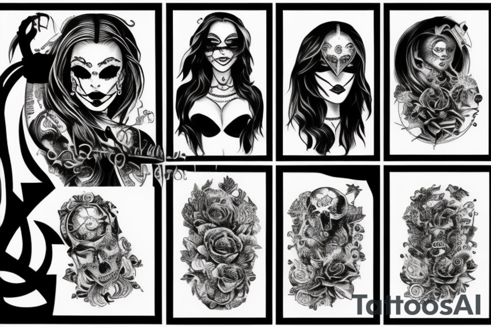 lady death cyberpunk tattoo idea