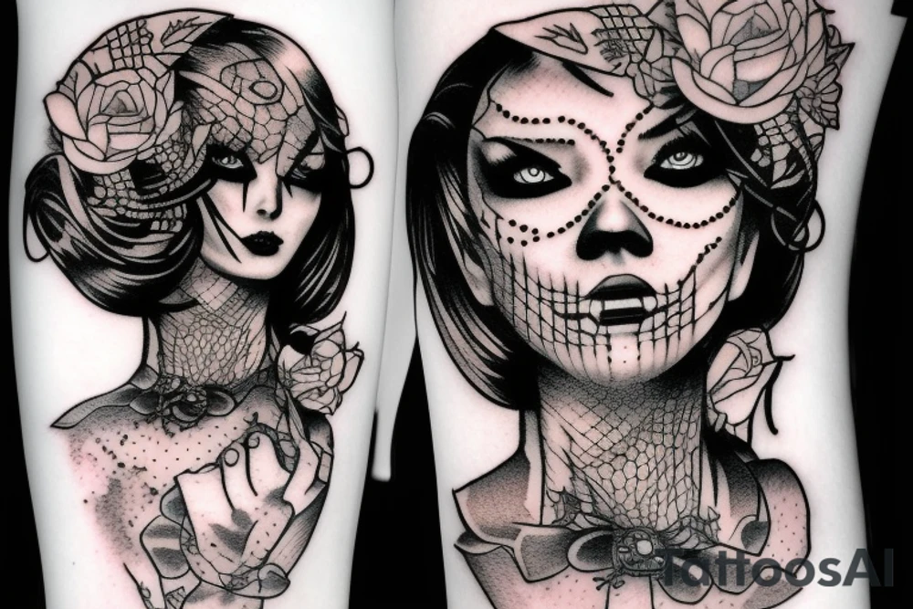 lady death cyberpunk tattoo idea