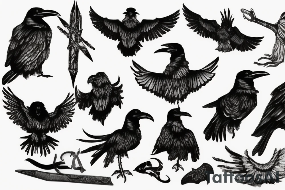 viking raven tattoo idea