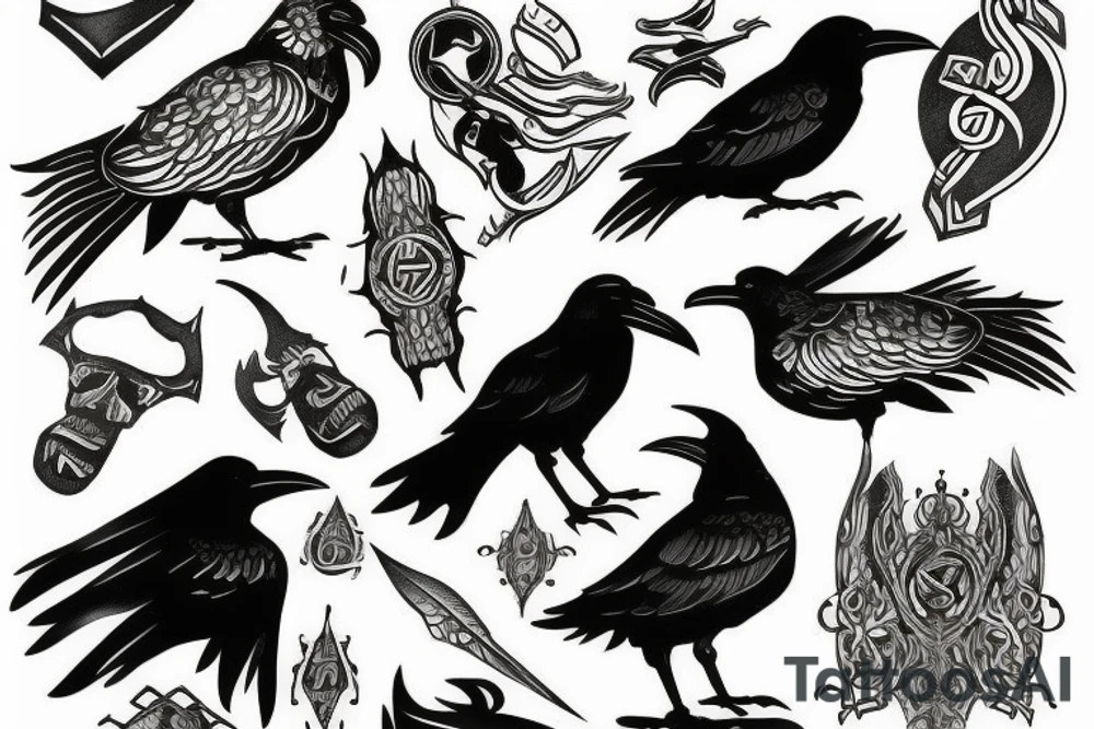 viking raven tattoo idea