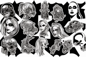 lady death cyberpunk tattoo idea