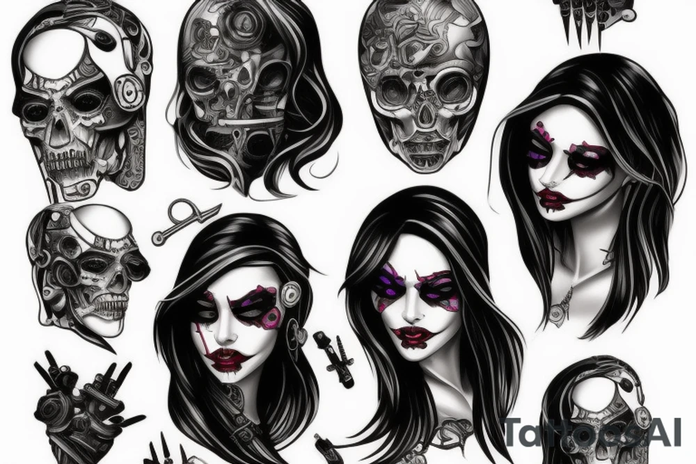 lady death cyberpunk tattoo idea