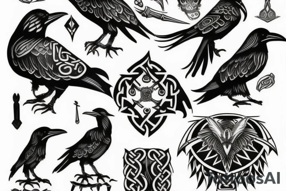 viking raven tattoo idea
