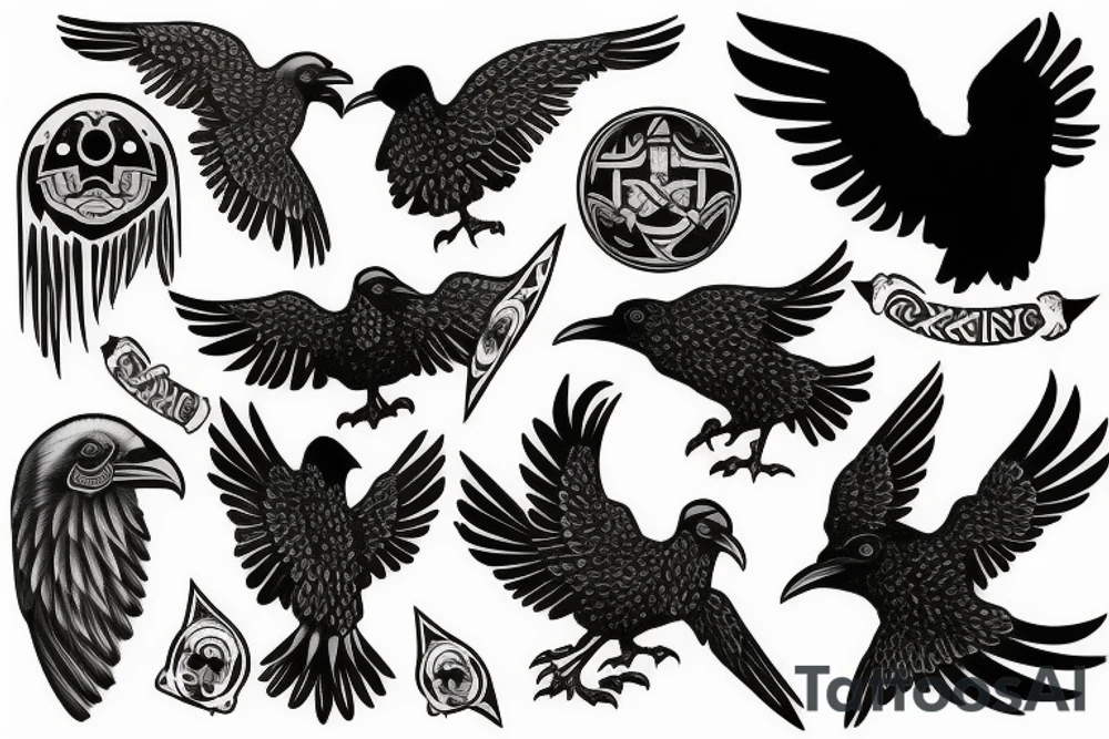 viking raven tattoo idea
