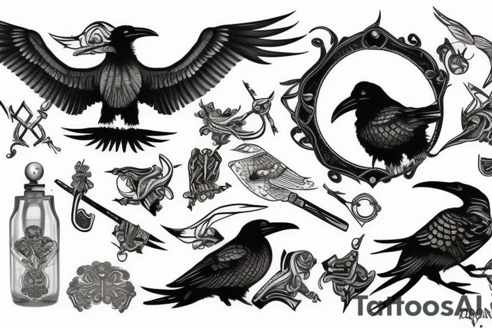 viking raven tattoo idea
