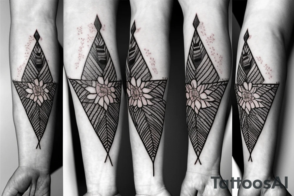 A native american arrow with dogwood flower background tattoo idea