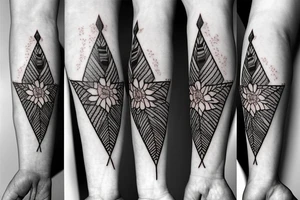 A native american arrow with dogwood flower background tattoo idea