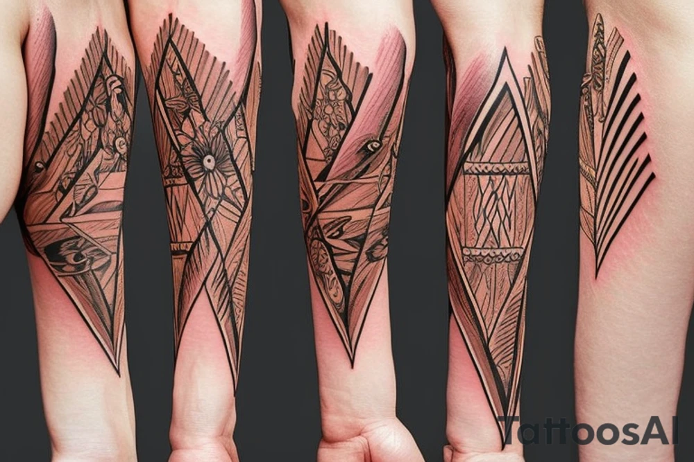 A native american arrow with dogwood flower background tattoo idea