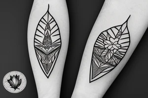 A native American arrowhead with dogwood flower background tattoo idea