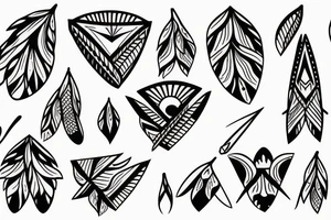 A native American arrowhead with dogwood flower background tattoo idea