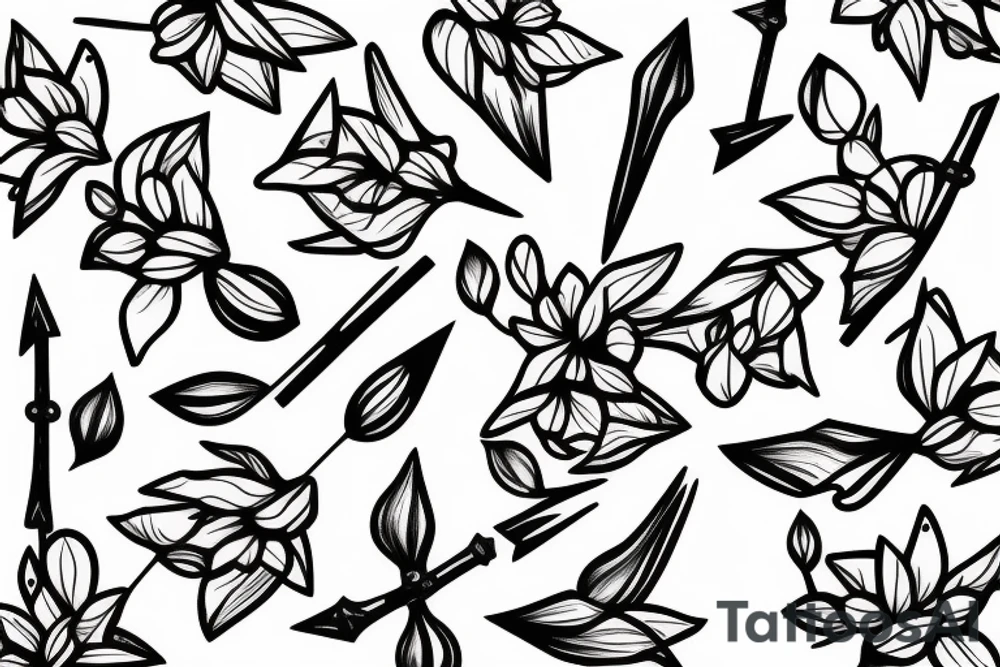 dogwood flower background with an arrow \ tattoo idea