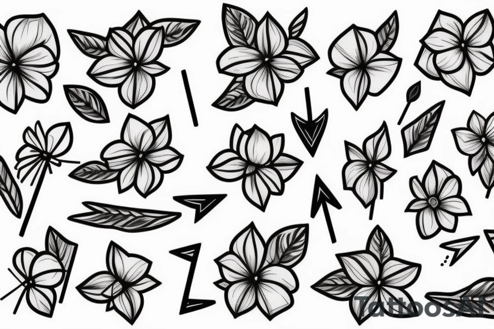 dogwood flower background with an arrow \ tattoo idea
