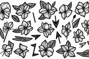 dogwood flower background with an arrow \ tattoo idea
