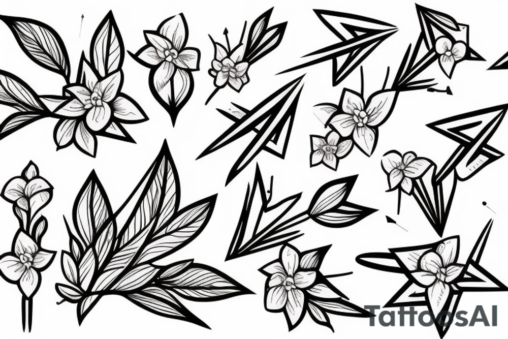 a single arrow with dogwood flowers wrapped around tattoo idea