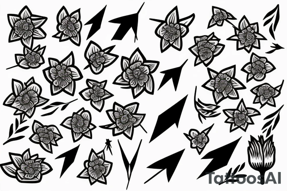 a single arrow with dogwood flowers spun around tattoo idea