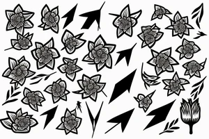 a single arrow with dogwood flowers spun around tattoo idea