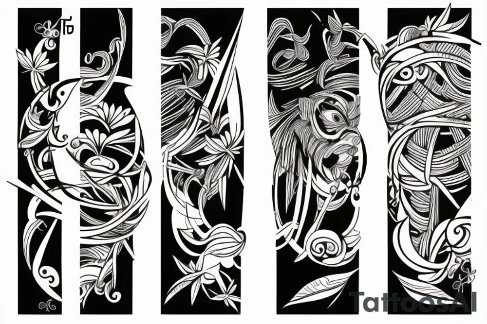 bamboo line art tattoo idea