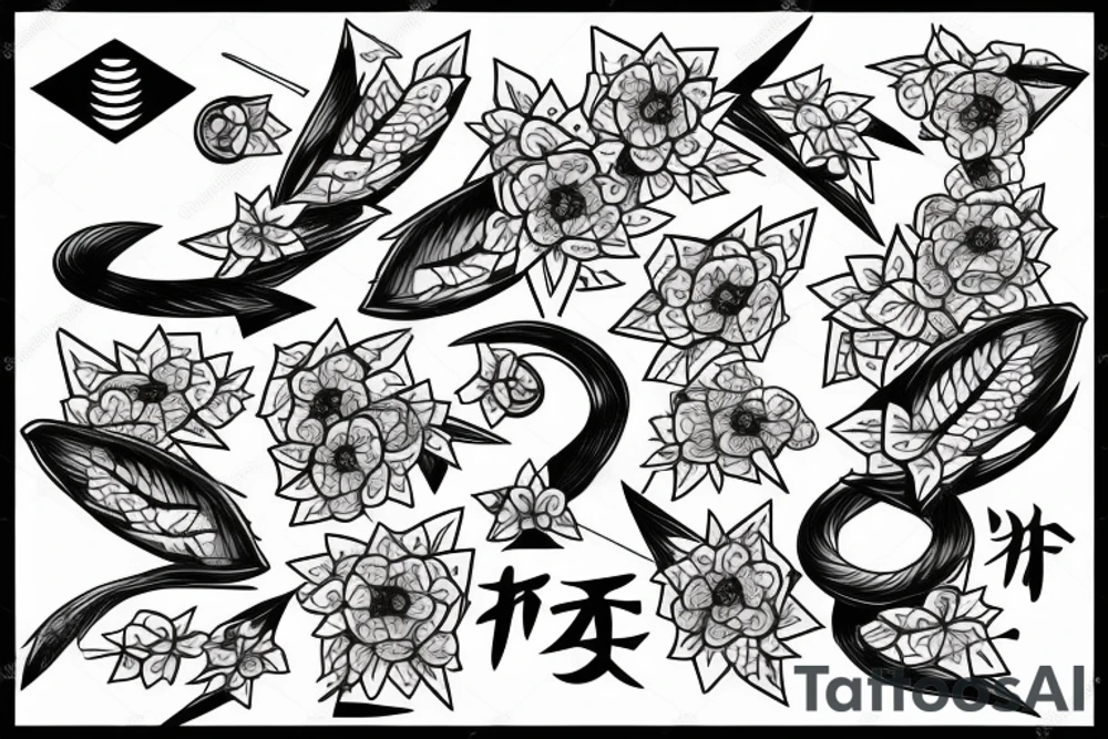 a single arrow with dogwood flowers spiraling around tattoo idea