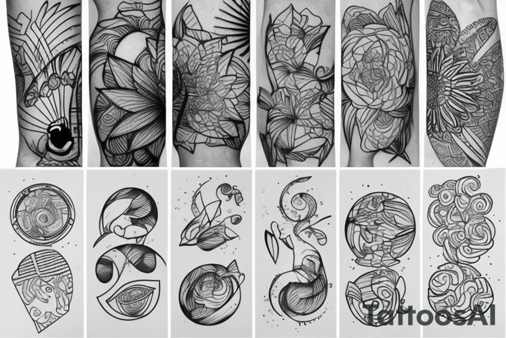 bamboo line art tattoo idea