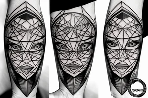 portrait with geometric lines tattoo idea