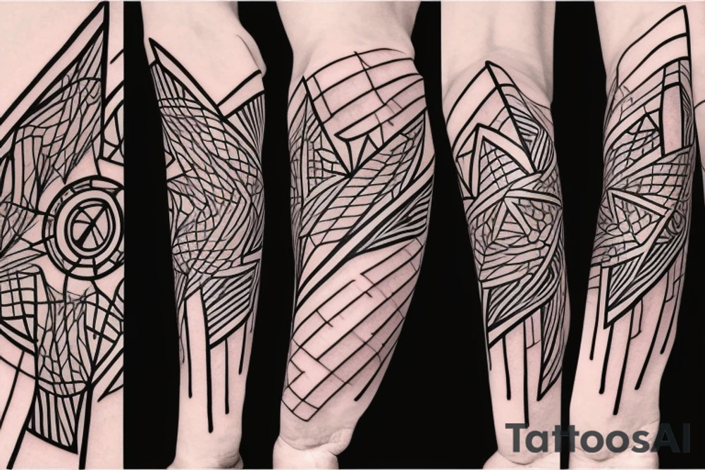 portrait with geometric lines tattoo idea