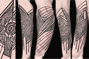portrait with geometric lines tattoo idea