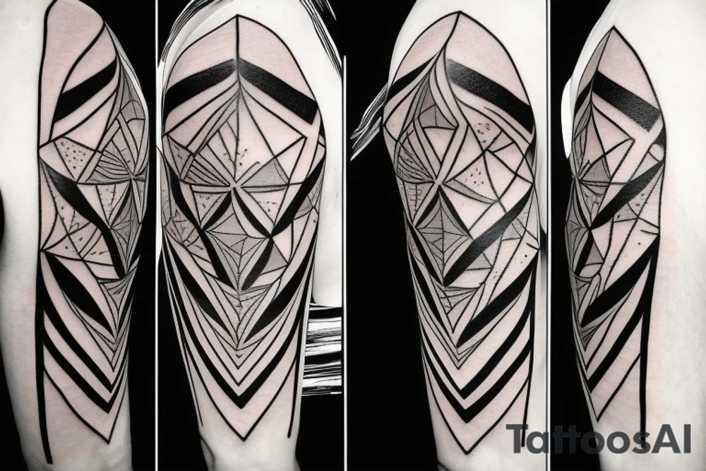 portrait with geometric lines tattoo idea