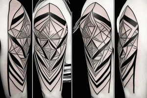 portrait with geometric lines tattoo idea