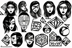 portrait with geometric lines tattoo idea