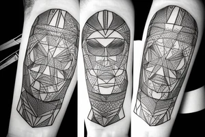 portrait with geometric lines tattoo idea