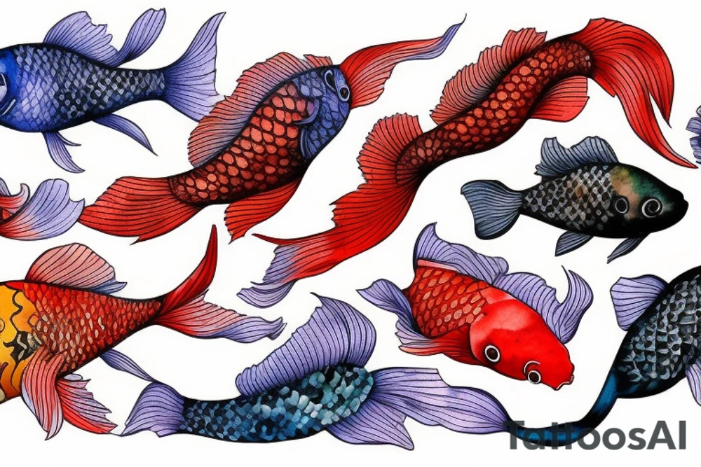 One Red fish koi tattoo idea