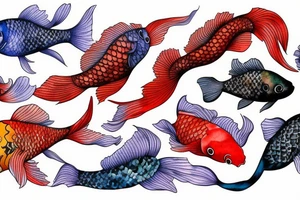 One Red fish koi tattoo idea