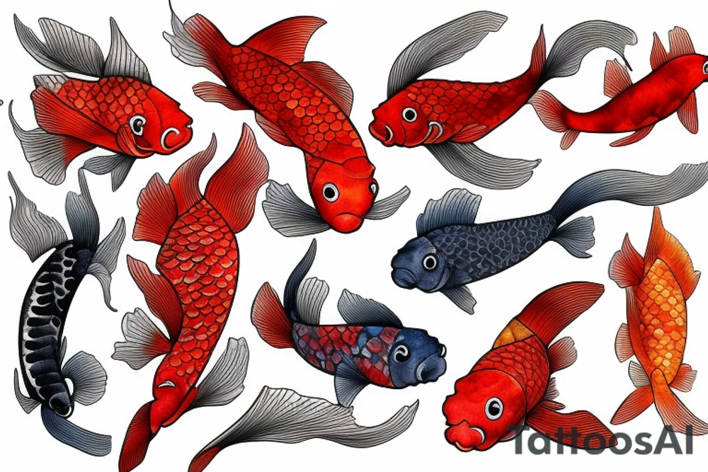 One Red fish koi tattoo idea