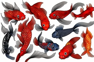One Red fish koi tattoo idea