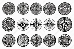 compass with geometric lines tattoo idea