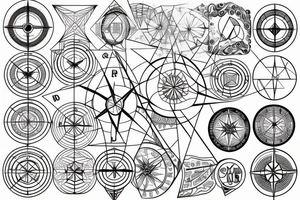 compass with geometric lines tattoo idea