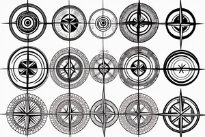compass with geometric lines tattoo idea