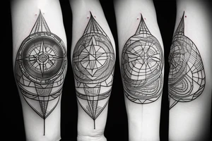 compass with geometric lines tattoo idea