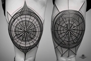 compass with geometric lines tattoo idea