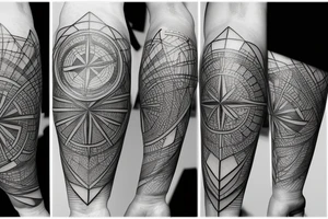 compass with geometric lines tattoo idea